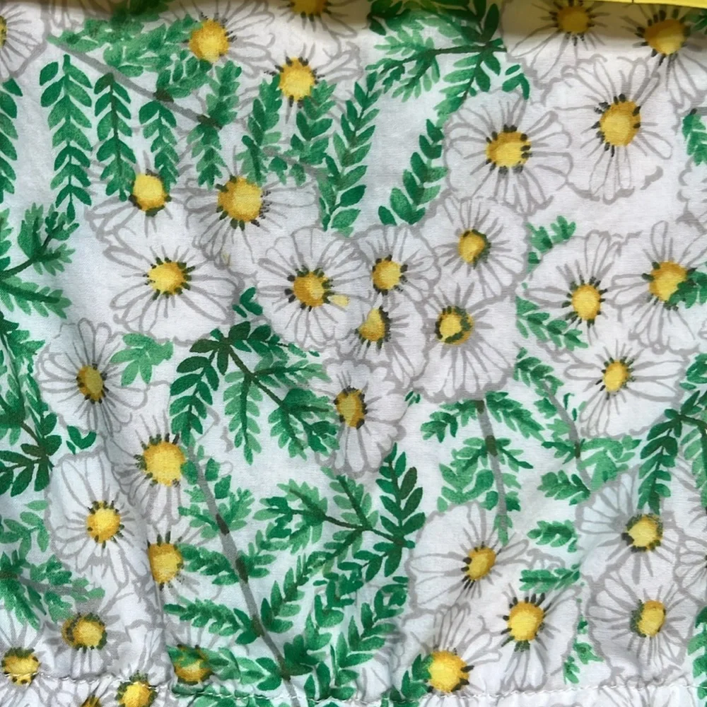 Gymboree Daisy Print Cap Sleeve Cotton Dress Green Yellow White Size Small 5-6